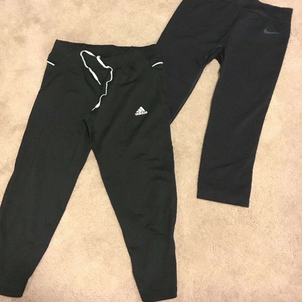 Adidas and Nike black workout crop leggings